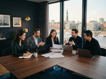 Team-Besprechung im Hanseatischen Immobilienzentrum